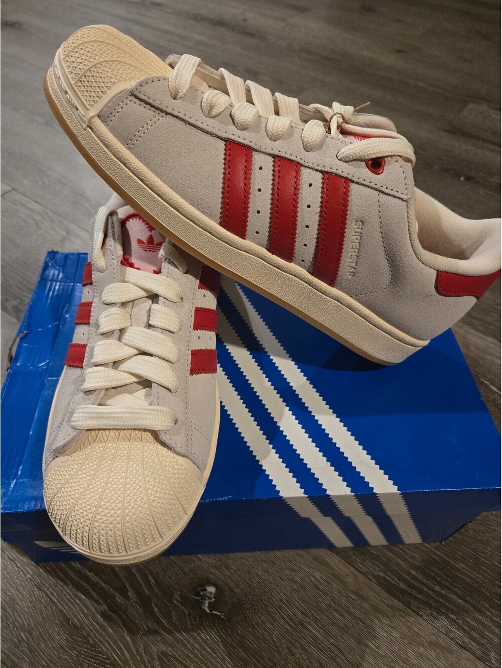 adidas Superstar II KH9037 Womens 10 Mens 9 Cream Red Pink New Box